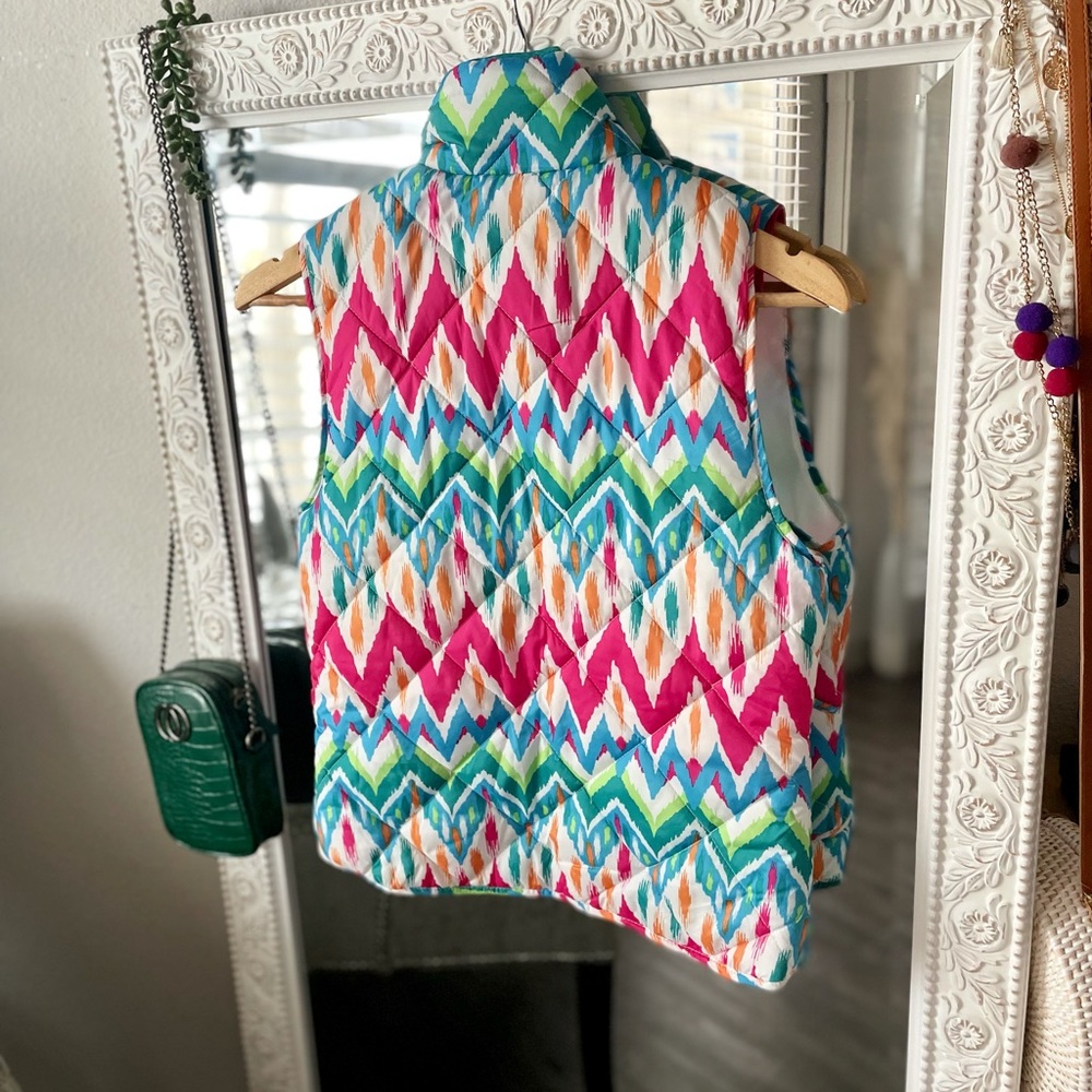 Multi-Colored Puffer Zip Vest Small - image 4